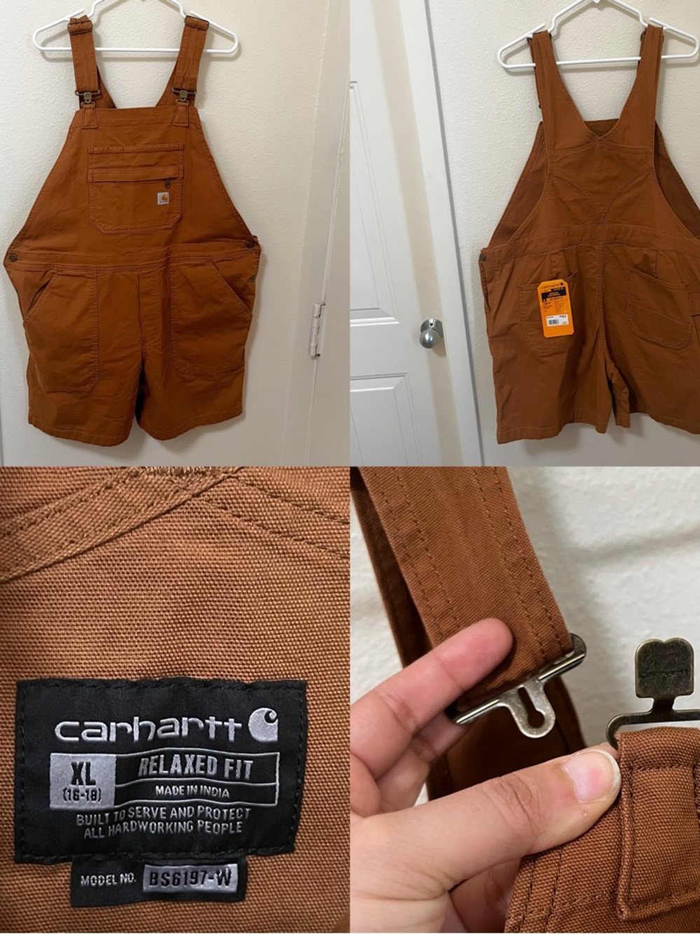 •CARHARTT• Womens Canvas Bib Asland Shortall Carhartt Brown Size XL